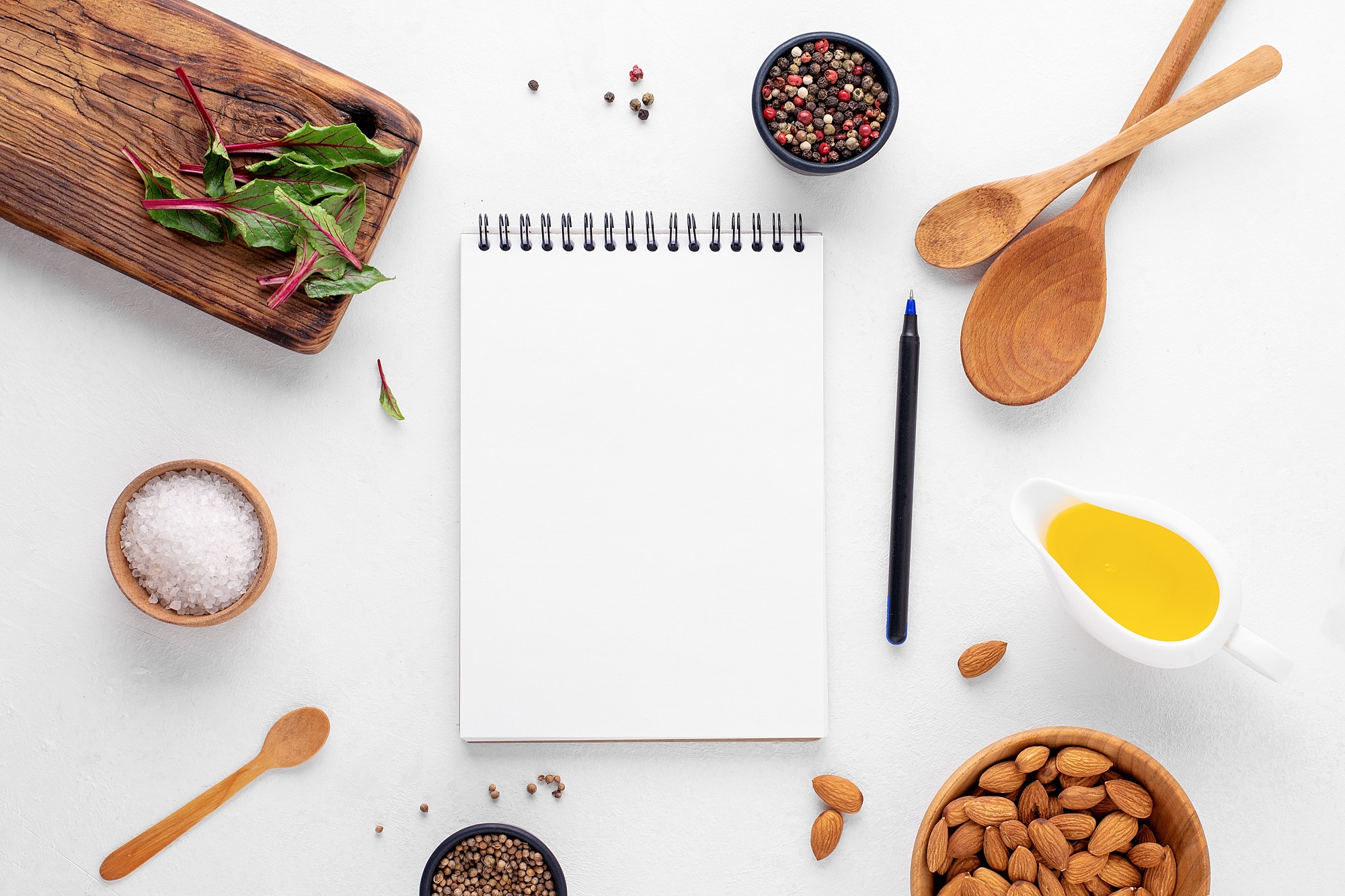 Set di utensili da cucina e note di ricette